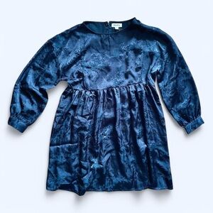 Black floral textured long sleeve dress S